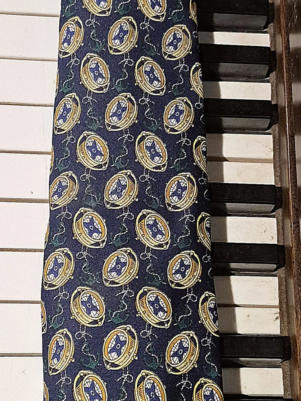 Classic Navy and Gold Patterned Men's Tie